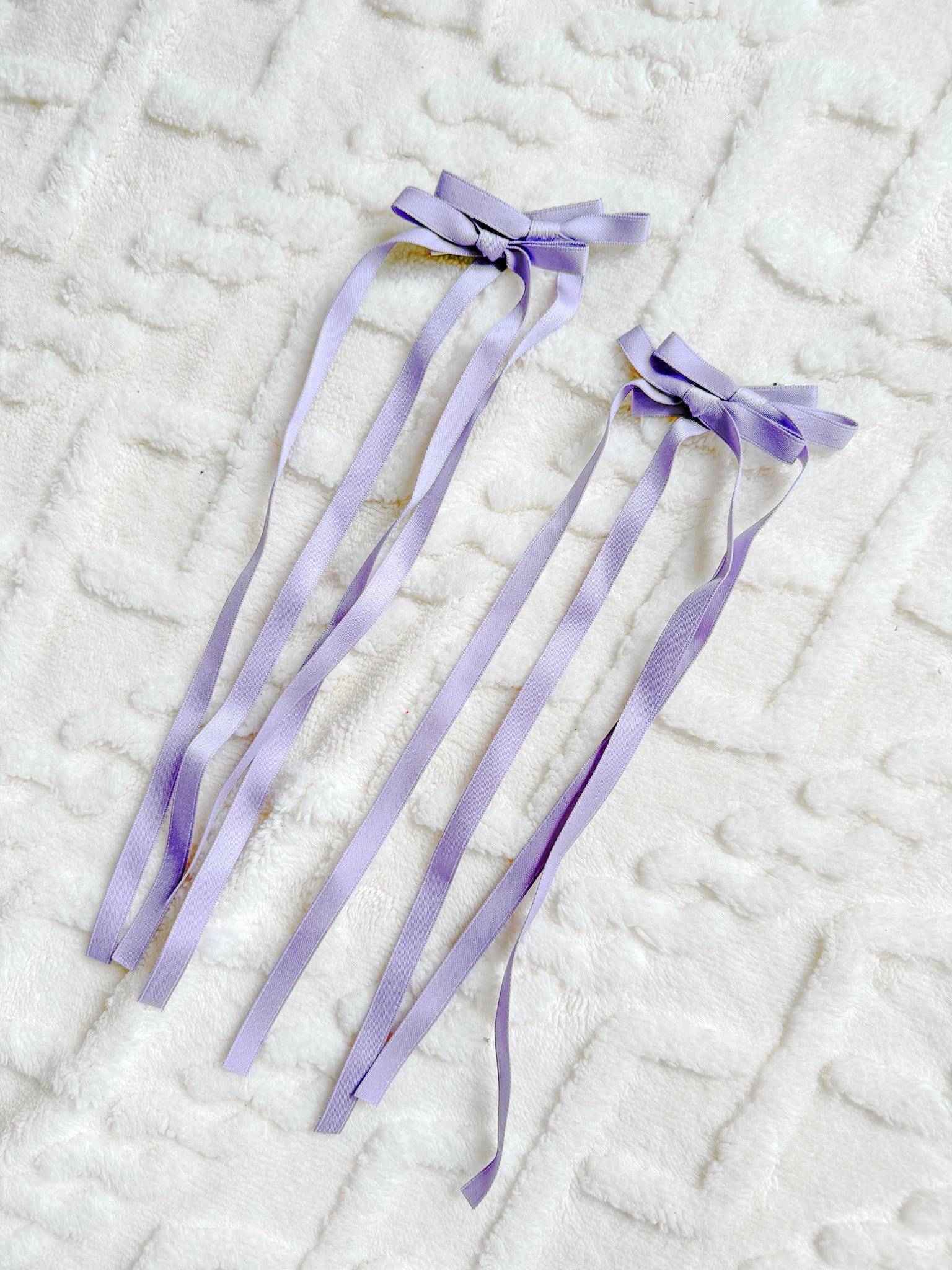 Lavender Long Bow Hair Clip Set (Pairs)
