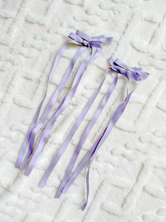 Lavender Long Bow Hair Clip Set (Pairs)