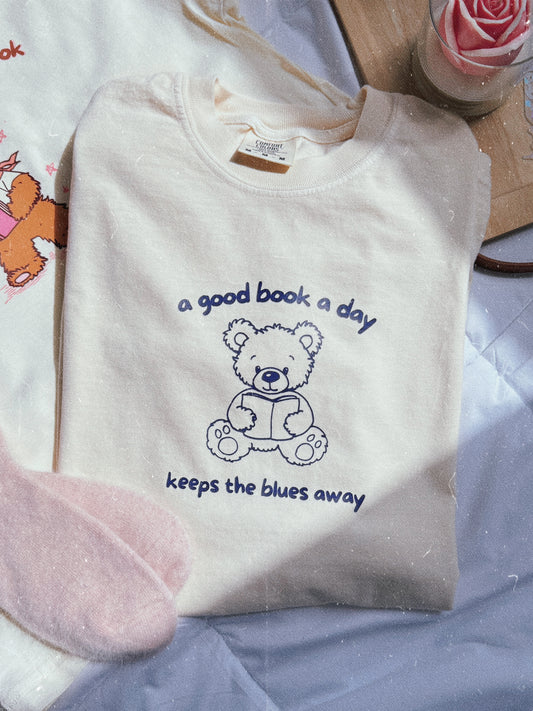 A Book A Day Keeps The Blues Away Garment Dyed Tee