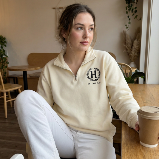 School of Magic Quarter Zip Sweatshirt (M/Cream)