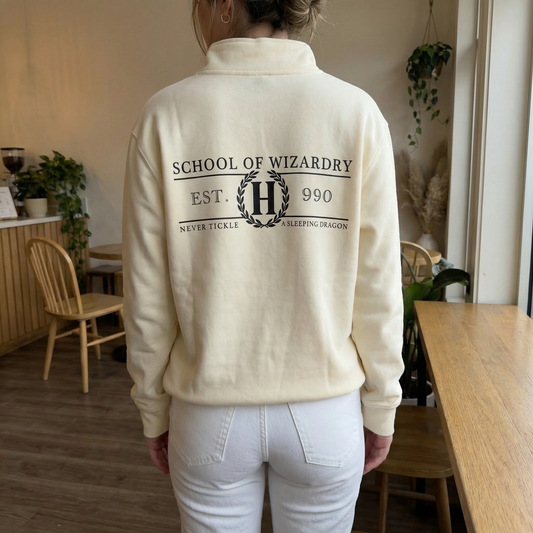 School of Magic Quarter Zip Sweatshirt (M/Cream)