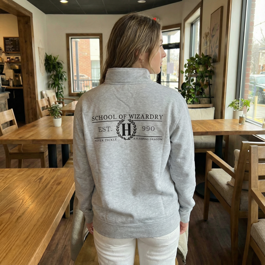 School of Magic Quarter Zip Sweatshirt (Sports Grey - L)