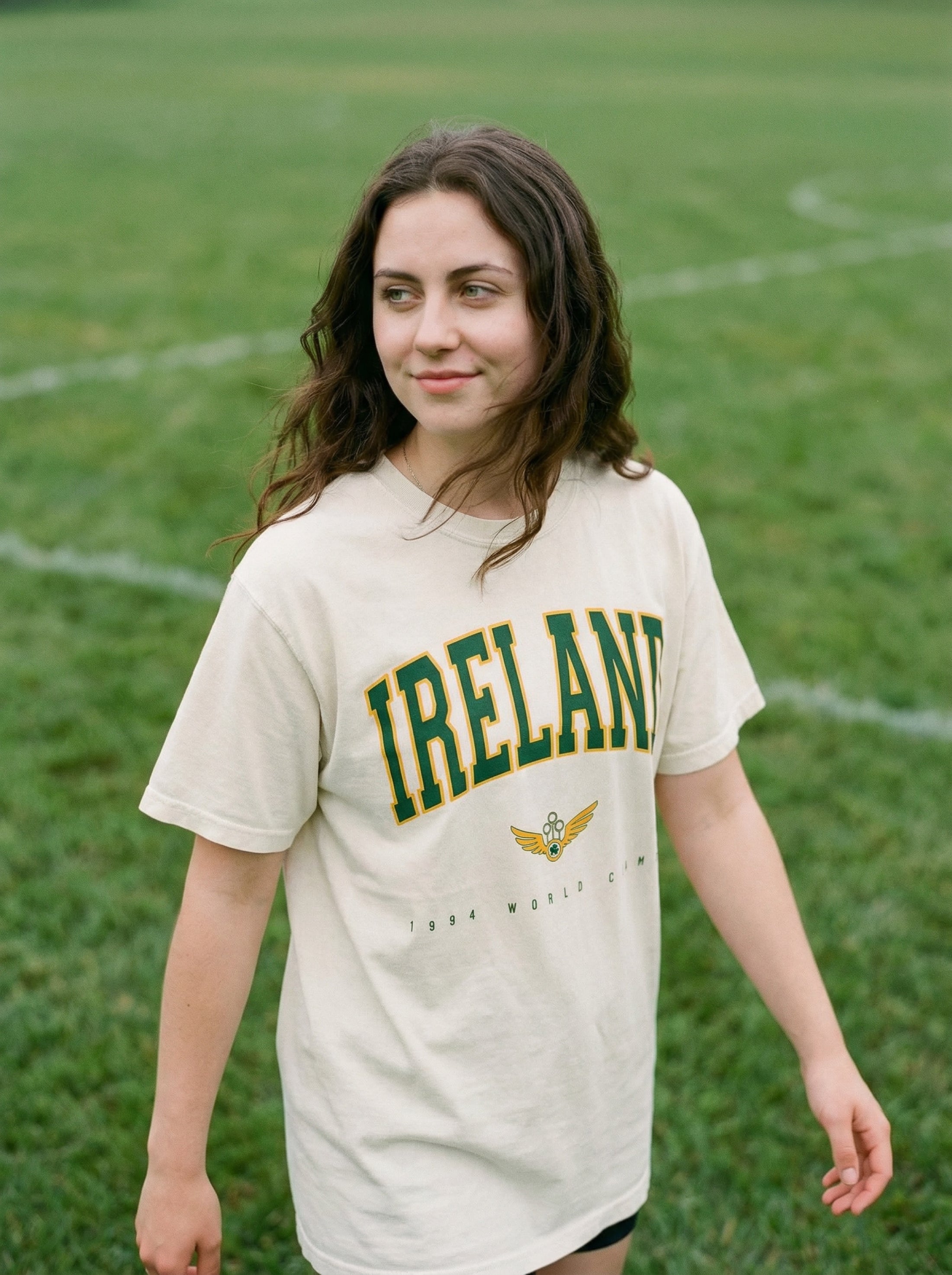 Ireland World Champion design with green and gold text, winged shamrock symbol -- garment-dyed tee by Aftercolor | wizarding graphic tee