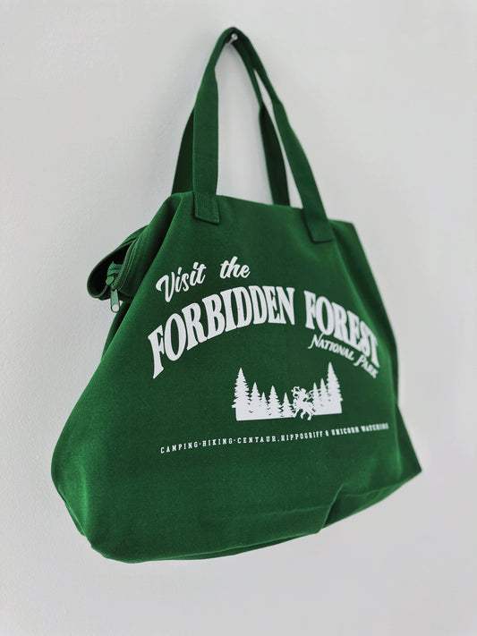 Magical Forest National Park Large Zippered Tote - Tote Zipper Large / Green